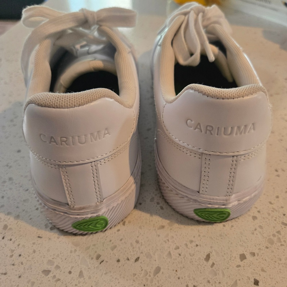 Cariuma Salvas Mens 9 White Leather Sneakers Low Top The Trade Desk SW-1023 - Picture 9 of 10